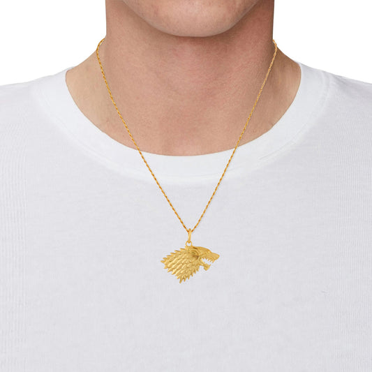 Brass Goldplated Wolf Head Design Fashion Pendant for Men