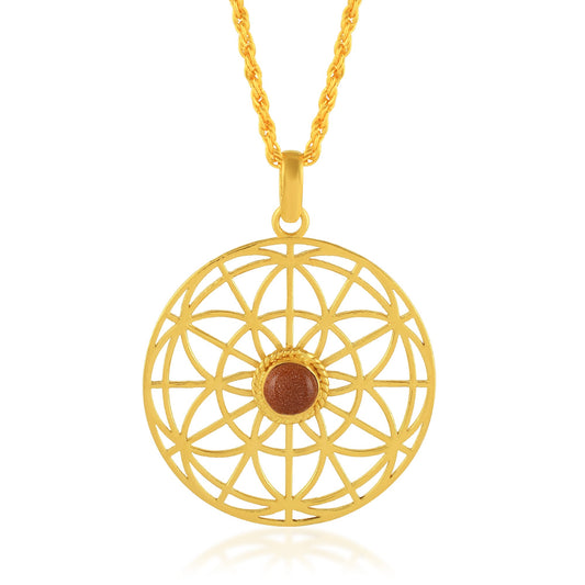 Brass Goldplated Ruby Chakra Pendant