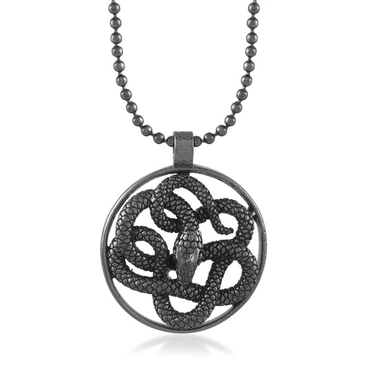 Oxidised Silverplated Serpent Nagdev Snake Pendant