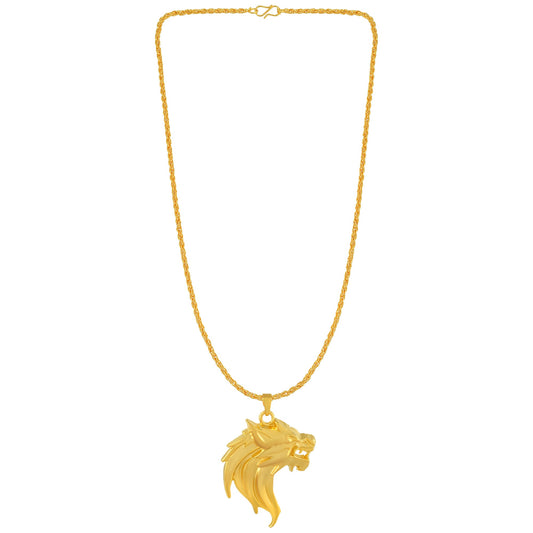 Brass Goldplated Heavy Lion Head chain Pendant Men