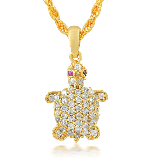 Brass Goldplated American Diamond Kachua Turtle Tortoise Pendant