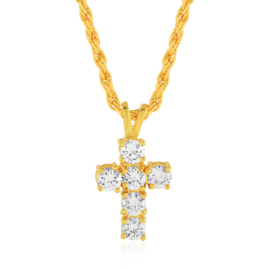 Brass Gold plated Imitation Diamond CZ Christian Crucifix Holy Cross Locket