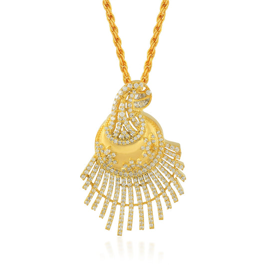 Brass Gold plated (CZ) Cubic Zircon (AD), Peacock inspired chain necklace pendant