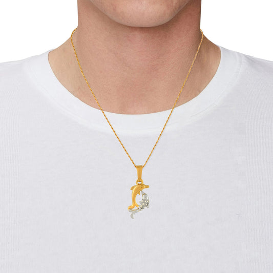 Brass Gold plated Playing Dolphins Fish fashion pendant