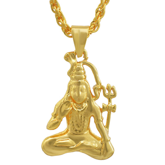 Gold plated, Shiva Mahadev Bholenath hindu chain pendant