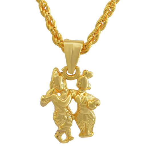 Gold plated, Radha Krishna small and cute, chain pendant