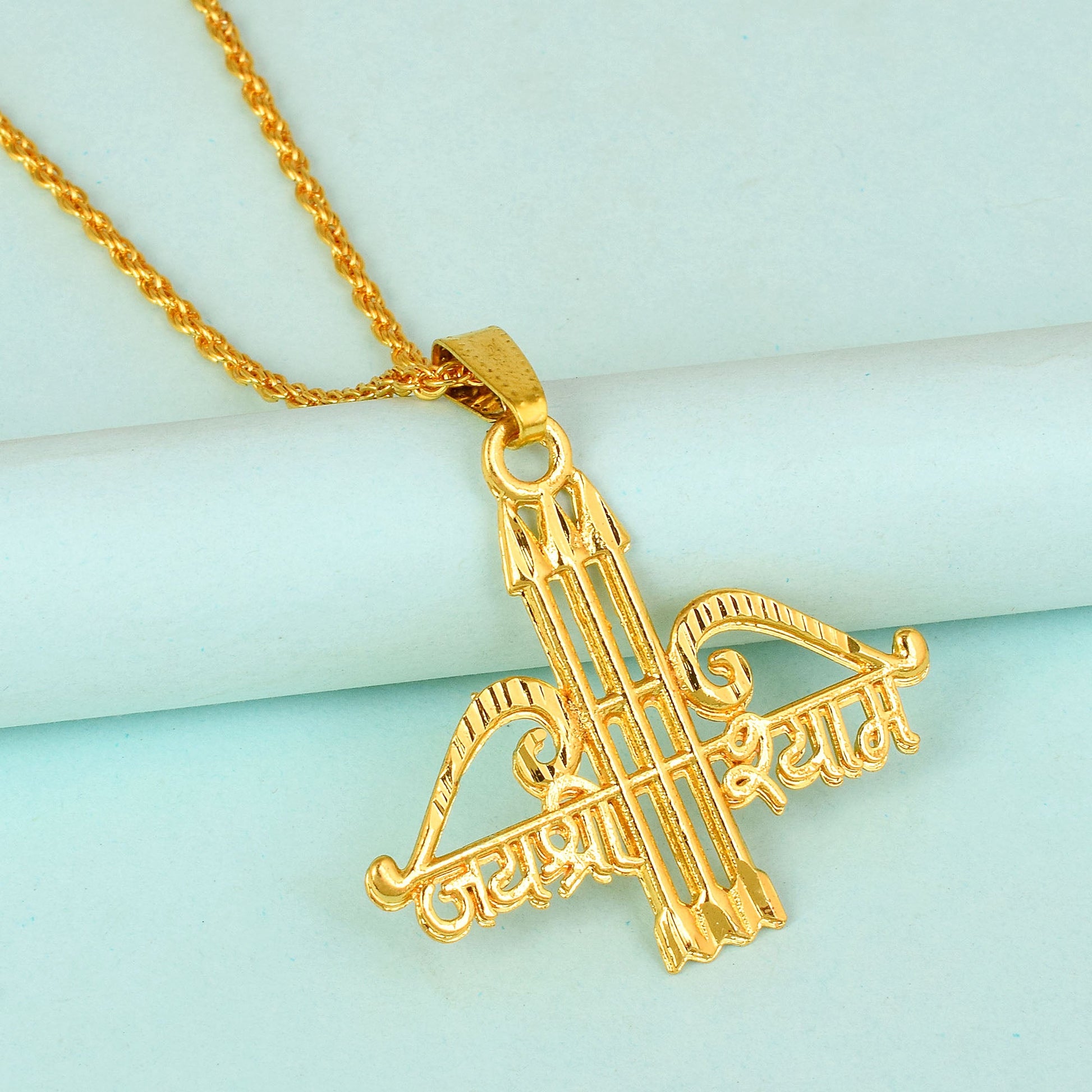Brass Goldplated Jai Shri Shyam Khatu Shyam symbol chain pendant