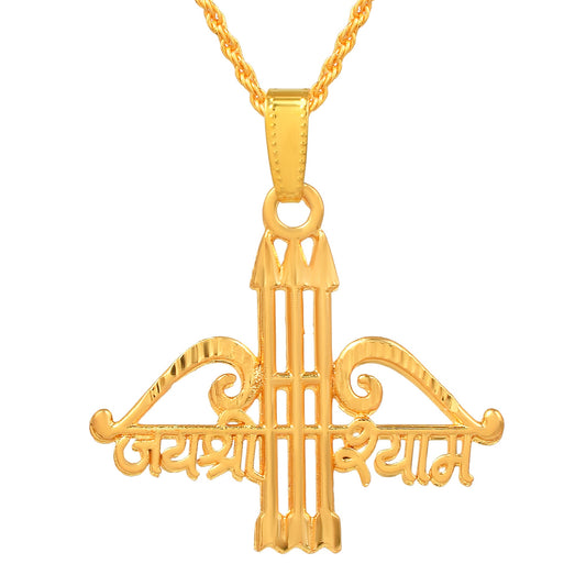 Brass Goldplated Jai Shri Shyam Khatu Shyam symbol chain pendant