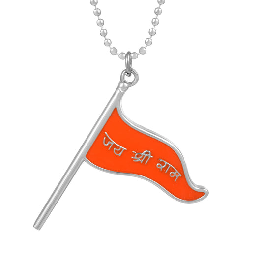 Stainless Steel Jai Shri Ram Flag chain pendant (PCJS2183)