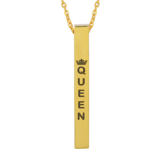 Brass Goldplated Bar shape QUEEN Fashion pendant