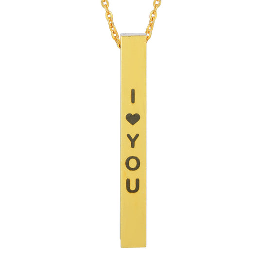 Brass Goldplated Bar shape I LOVE YOU Fashion pendant