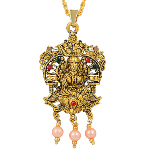 Brass Gold plated Padmasan Lakshmi pendant