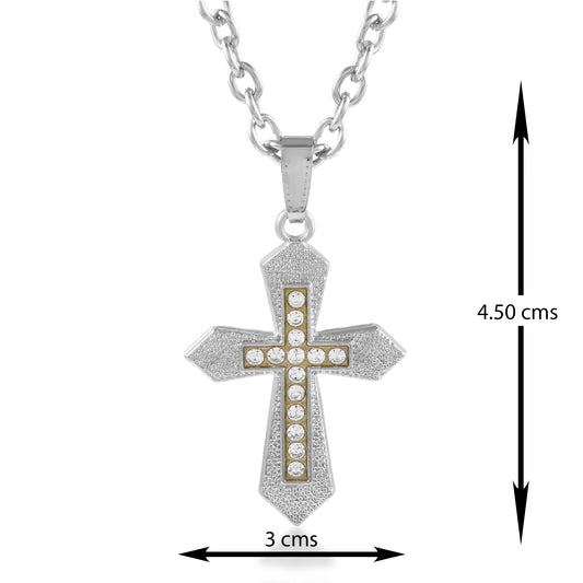Brass Silver alloy Imitation Diamonds Vintage Catholic Crucifix Cross locket chain Pendant (PCKL0694)