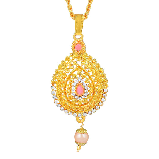 Brass Gold plated Mutli-Colour CZ Rasrawa Handmade Traditional Pendant