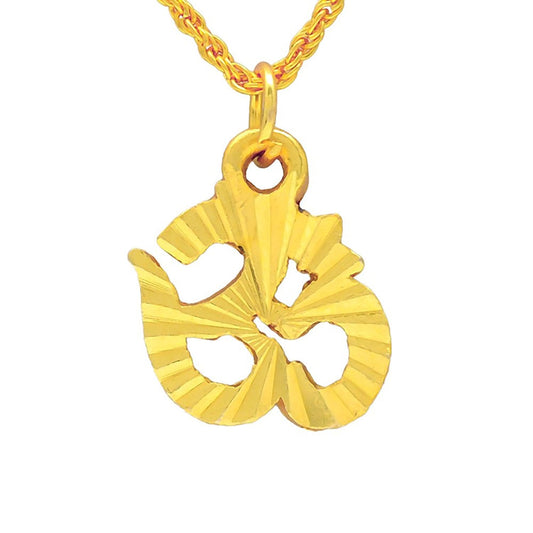 Gold plated Handcrafted filigree OM pendant with Chain