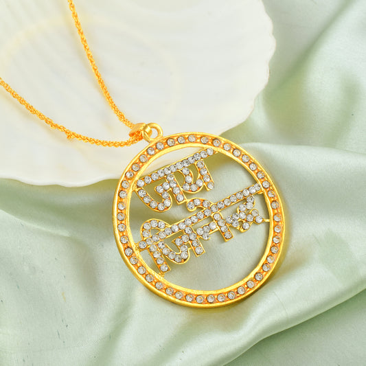 Brass Gold Imtiation Diamond Jai Jinendra Jain pendant (PCKL0855)
