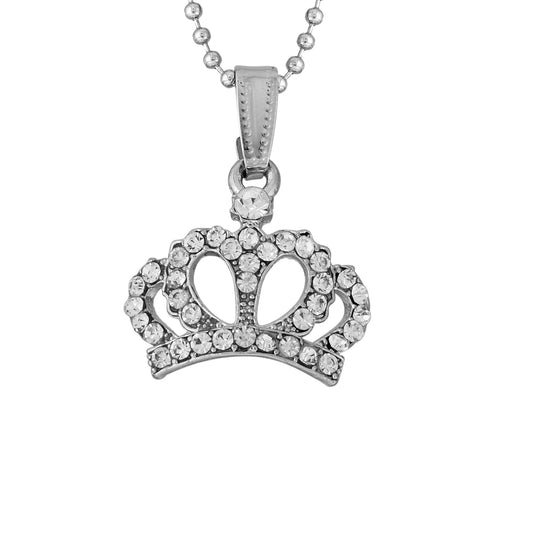 Silver plated, American Diamond (CZ) Queen's crown design, Fashion pendant