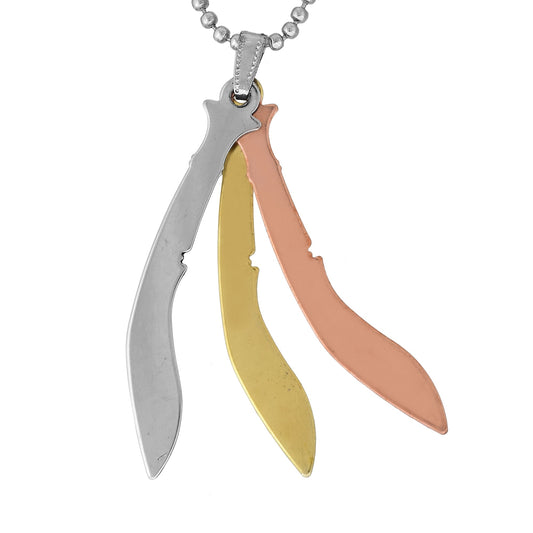 three metal, triple Khukri, Long sword fashion pendant