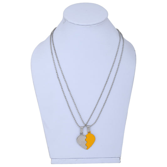 Stainless Steel and Yellow coated steel Two parts, Heart shape Fashion pendant