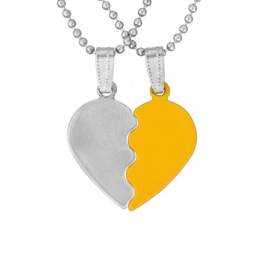 Stainless Steel and Yellow coated steel Two parts, Heart shape Fashion pendant