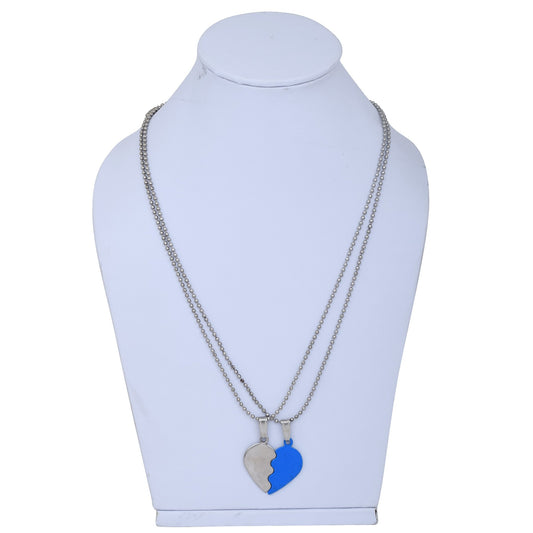 Stainless Steel and Blue coated steel Two parts, Heart shape Fashion pendant