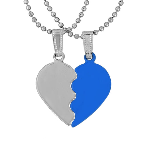 Stainless Steel and Blue coated steel Two parts, Heart shape Fashion pendant