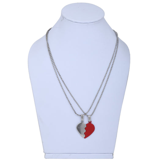 Stainless Steel and Red coated steel Two parts, Heart shape Fashion pendant