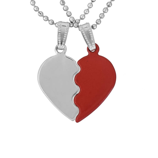 Stainless Steel and Red coated steel Two parts, Heart shape Fashion pendant