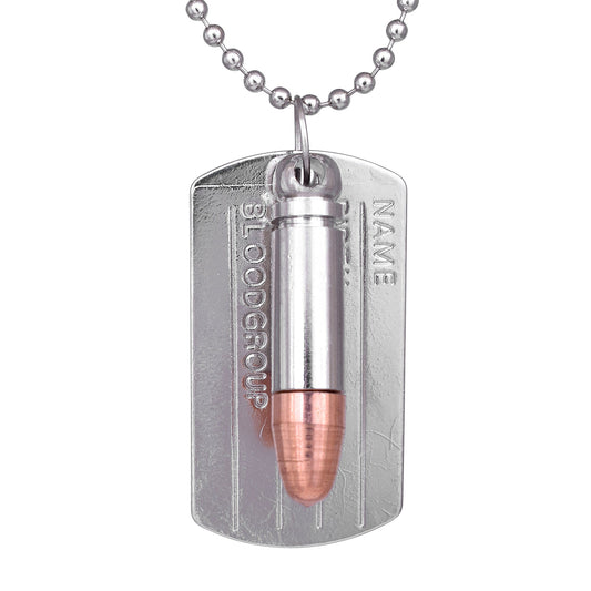 Silver plated Name plate and bullet Fashion pendant