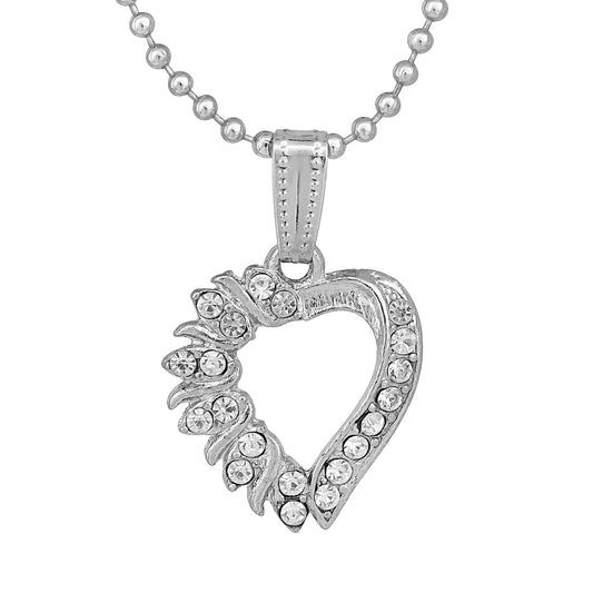 Silver plated CZ studded heart shape Fashion pendant