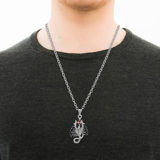 Silver Plated, Trishul Sheshnag Black Onyx Studded Fashion Spiritual Chain Pendant