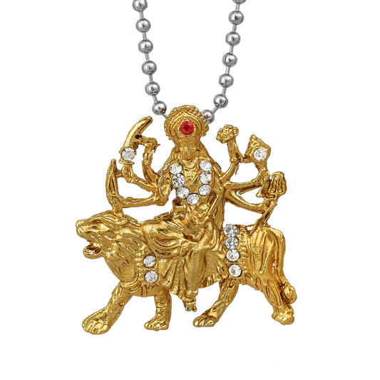 Goldplated, Durga,Sherawali Mata chain pendant Hindu Jewelery (PCKL1069)