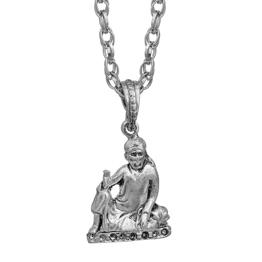 Silver plated, sitting image Shirdi Sai baba chain pendant