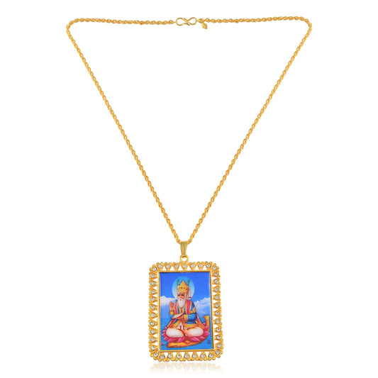 Brass Gold plated Imitation Diamond JHULELAL pendant (PCKL1083)