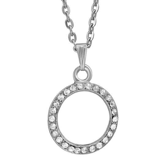 Silver plated, CZ studded Round shape, Ring of Infinity Fashion chain pendant