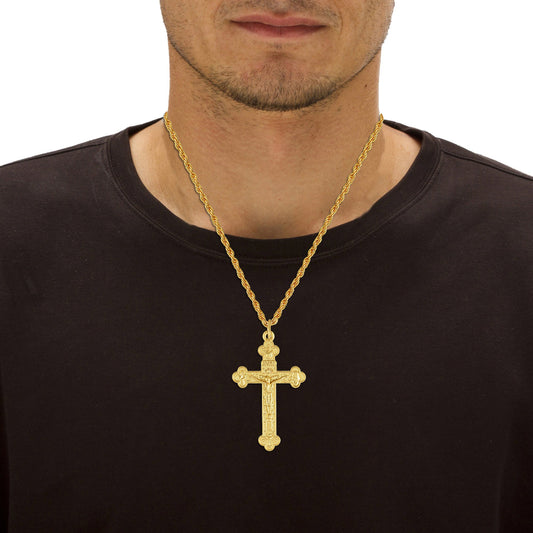 Gold plated, Jesus and Cross Locket Yellow Gold Brass chain Pendant