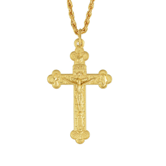 Gold plated, Jesus and Cross Locket Yellow Gold Brass chain Pendant