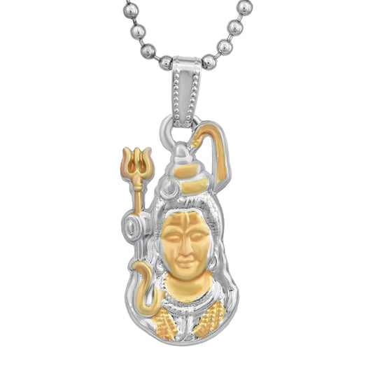 Yellow and White Gold plated double colour Shiva Mahadev Bholenath chain pendant