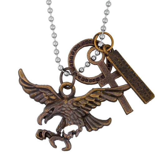 Bronze Eagle Falcom, Cross Crucifix name tag Fashion pendant