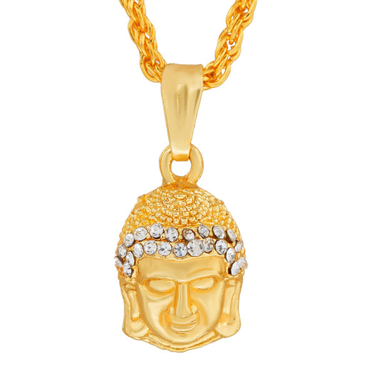 Gold plated CZ studded Buddha Head pendant