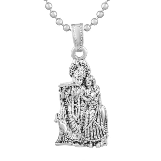 Silver plated Radha Krishna Pendant