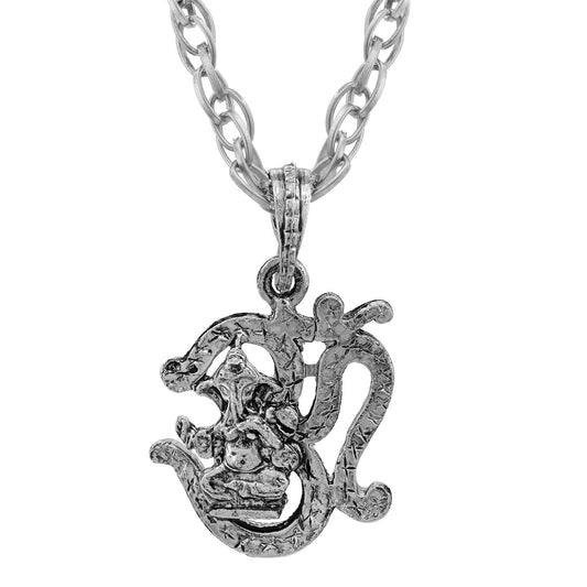 Oxidised Silver finish OM Ganesh pendant locket necklace (PCKL7560)