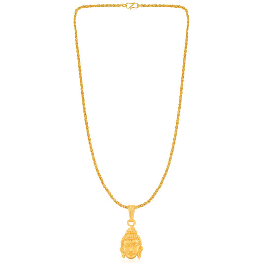 Brass Micron Goldplated Buddha Head chain Pendant