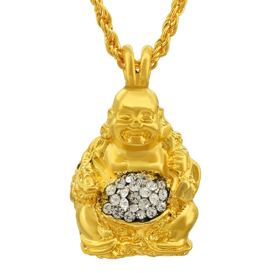 Gold plated CZ Laughing Buddha Vastu Fengshui Fashion pendant