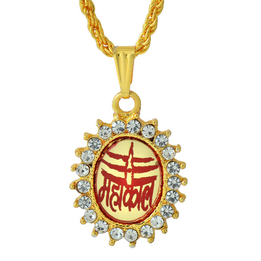 Gold plated CZ Mahakaal pendant hindu god