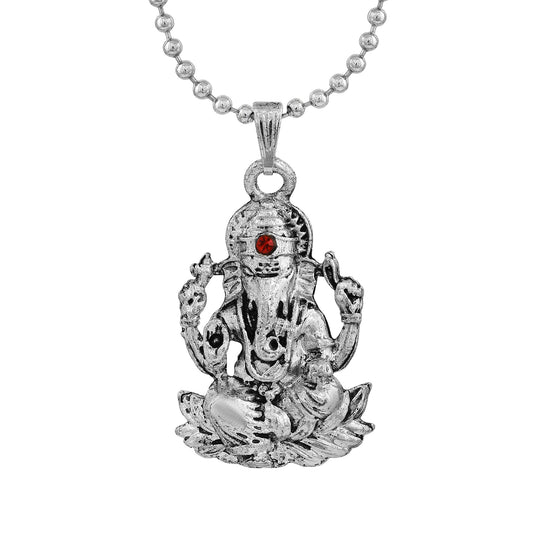 Silver plated Lotus Kamal Ganesh Ganpati pendant