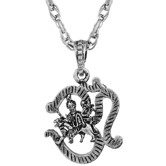 Silver plated Om Sherawali Maa Durga pendant