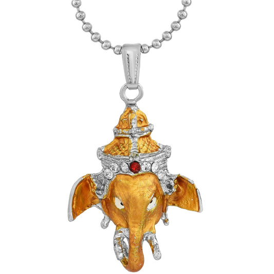 Brass Gerua CZ Ganesh Ganpati pendant Men Women