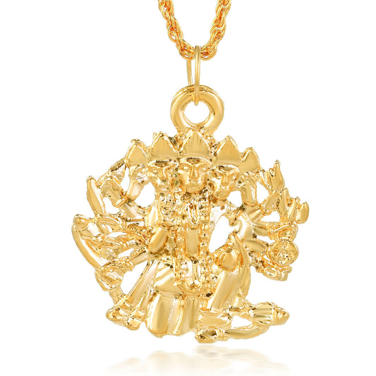 Gold plated Panchmukhi Hanuman Bajrang Bali Hindu God pendant