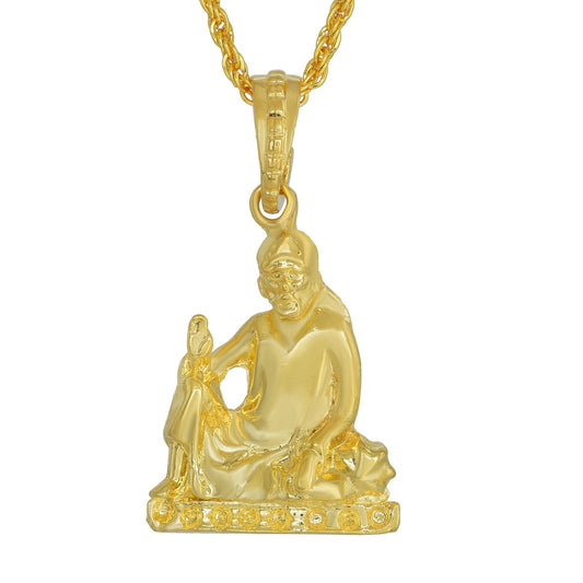 Gold plated, Sitting image Shirdi Sai baba chain pendant